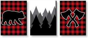 Big Dot of Happiness Lumberjack - Channel the Flannel - Buffalo Plaid Nursery Wall Art, Rustic Kids Room Decor and Cabin