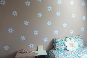 Flower Wall Decals (Pack of 24)- White Wall Sticker Decor for Bedroom, Classroom, & Nursery - Boho Wall Decal Vinyl w/Ma