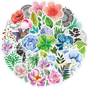 Flower Sticker 50PCS Plant Sticker Refrigerator Water Cup Computer Skateboard Phone Guitar Waterproof Sticker Child Yout