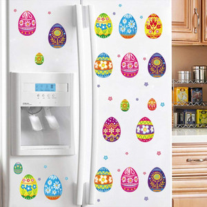 8 Sheets Colorful Easter Eggs Wall Stickers Decals Easter Decorations,Peel and Stick Removable Flower&Eggs Wall Stickers