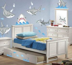 Fish'n Sharks Stickers Wall Decals Children Bedroom Decor Peek-a-Boo Sharks