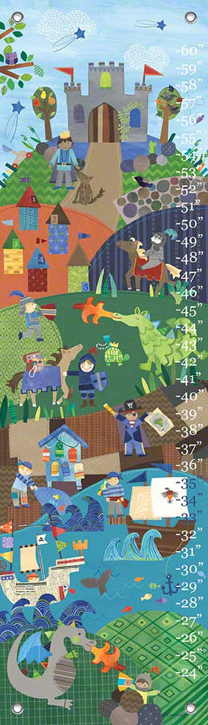 Oopsy Daisy Growth Charts Knights and Dragons by Jill McDonald, 12 by 42-Inch