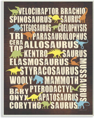 Stupell Industries Dinosaurs Typography Chart Wall Plaque, 10x15, Design by Artist Stephanie Workman Marrott