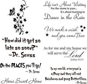 8 Sheets Vinyl Black Inspirational Quotes with Flower Wall Stickers Motivational Wall Decals Positive Wall Sticker Spiri