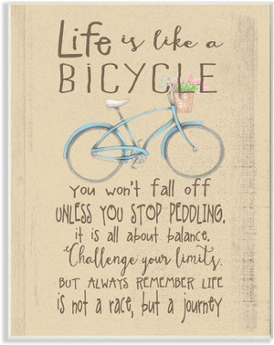 Stupell Industries Life is Like a Bicycle' Icon Inspirational Typography Wall Plaque, 10x15, Design by Artist Regina Nou