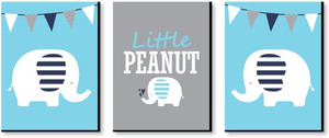 Big Dot of Happiness Blue Elephant - Baby Boy Nursery Wall Art and Kids Room Decorations - Gift Ideas - 7.5 x 10 inches