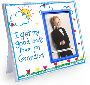 Picture Frame for Grandpa | I Get My Good Looks from My Grandpa | Classic Crayola Cute Picture Frame | Measures 8.25 x 7