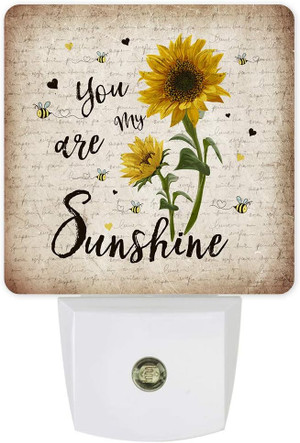 Nightlight Plug in LED Lights for Bedroom, Sunflower Bees You are My Sunshine Vintage Letter Night Lights Plug into Wall