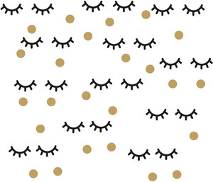 Wall Decor Sticker 96pcs Lovely Sleepy Eye Eyelashes with 100pcs Pink Dots Vinyl Deccal for Kids Bedroom Makeup Art WS22