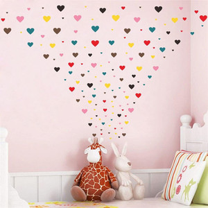 Heart Wall Decals in 6 Mix Colors, 222 Removable PVC Heart Stickers for Kids and Baby Room Decor, Nordic Style Wall Art