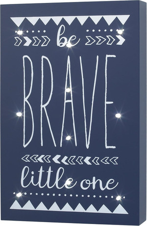 Little Love by NoJo Aztec Lighted Wall Decor, Be Brave Little One, Navy/White