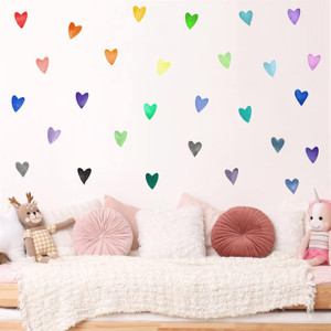 Watercolor Heart Wall Decals Valentine's Day Wall Decal Love Wall Art Murals Peel and Stick Decal Pastel Hearts Wall Art