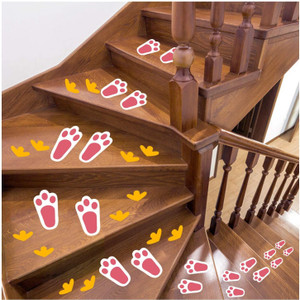 Bunny Feet Footprints Stickers, Easter Floor Stickers Decals, Spring Easter Bunny Decor Easter Party Favors (6 Sheets)