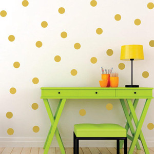 Easy Peel & Stick Gold Wall Decal Dots, 1.2inch (216 Decals) Safe on Paint Walls Removable Metallic Vinyl Polka Dot Deco