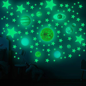 Glow in The Dark Stars and Planets Solar System Wall Decals, 110PCS Glowing Ceiling Spaceship Stars Wall Stickers, Best