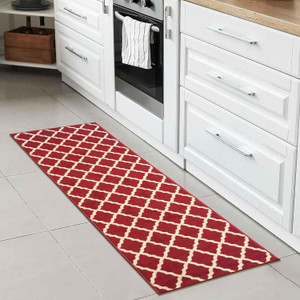 Machine Washable Elegant Trellis Design Non-Slip Rubberback 2x5 Traditional Runner Rug for Hallway, Kitchen, Bedroom, En