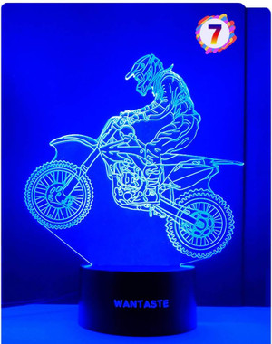 Motocross 3D Lamp Gifts for Boys Girls Room, Dirt Bike Decor Toys Night Light Bedside Gifts for Kids Baby, 7 Colors Chan