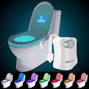 Original Toilet Night Light 2 Pack, ZEZHOU Motion Sensor Activated LED Lamp, Fun 8 Colors Changing Bathroom Nightlight A