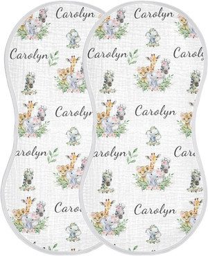 Personalized Name Baby Burp Cloths for Boys Girls, Custom 2 Pack Absor