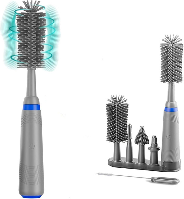 Electric Baby Bottle Brush Cleaner with Drying Rack,Electric Silicone