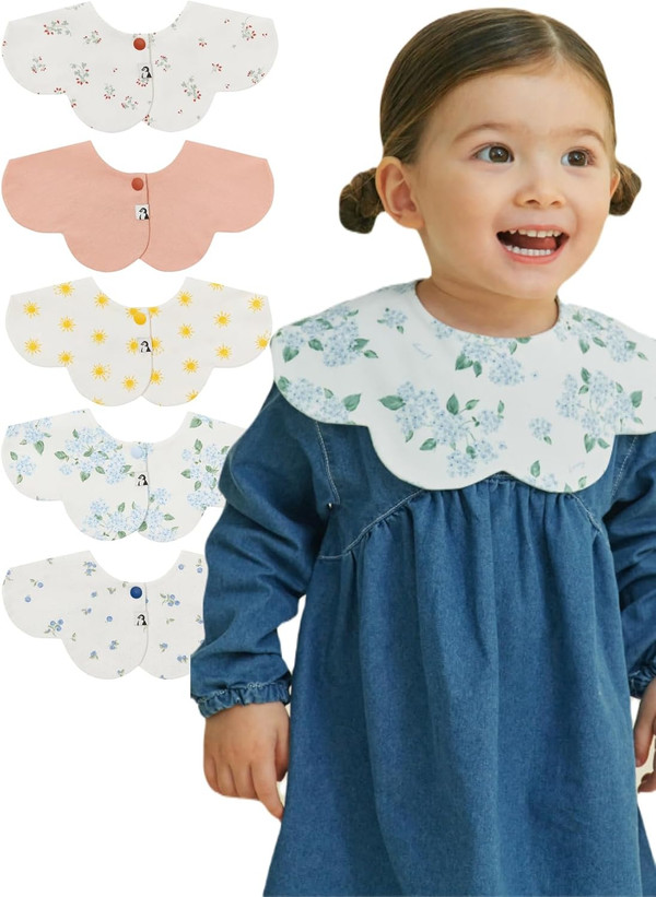 Konny Baby Bibs 5-Pack, 360 ​​° Rotate, Soft and Absorbent Bandana Dro