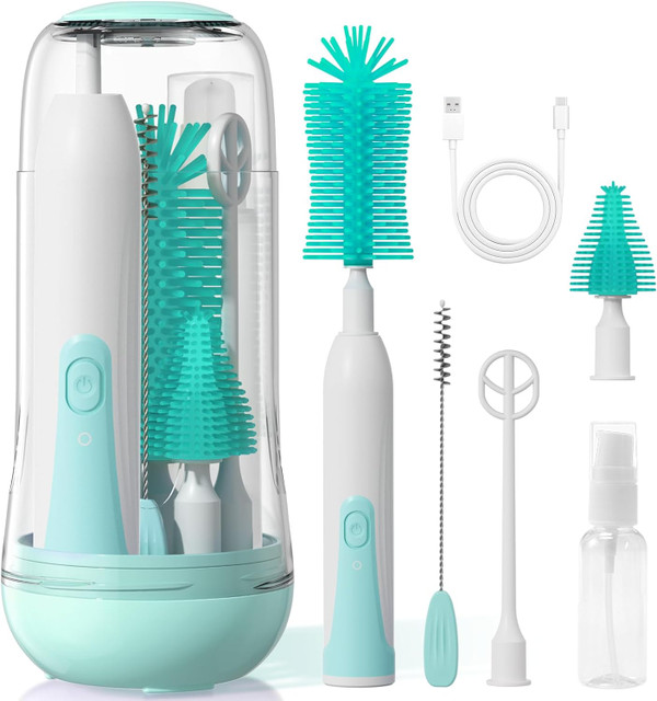Electric Bottle Brush Cleaner, Baby Bottle Cleaning Kit with Nipple St