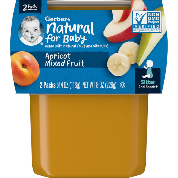 Gerber 2nd Foods Natural for Baby Baby Food, Apricot Mixed Fruit, 4 oz