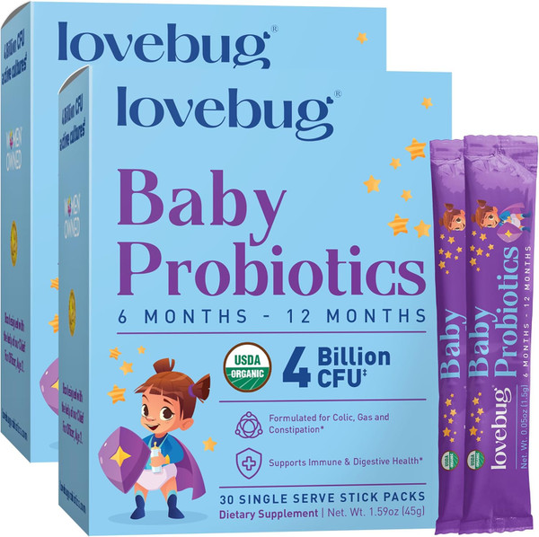 Lovebug Award Winning USDA Organic Probiotic for Babies | Multi-Strain