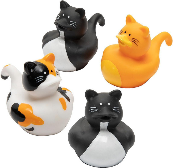 Fun Express 12 Pieces Vinyl Cat Rubber Duckies