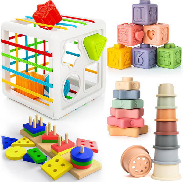 5 in 1 Montessori Toys for Toddlers 1-3, 42 PCS Soft Kids Infant Senso