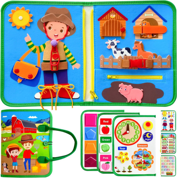 Busy Board,Montessori Toys,Sensory Busy Quiet Books,for Toddler 3 4 5,