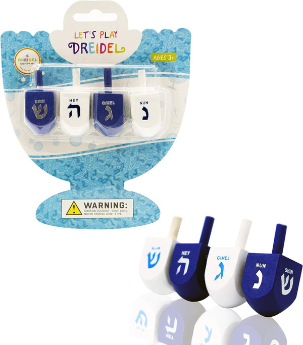 The Dreidel Company Bulk Solid Blue & White Wooden Hanukkah Dreidels,