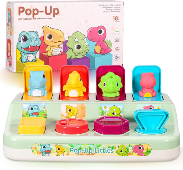 Baby Pop Up Toy Cause and Effect Toys for Toddlers 1-3,Colorful Hide a