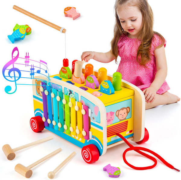 Sundaymot Wooden Montessori Toys for 1 Year Old, Hammering Pounding To