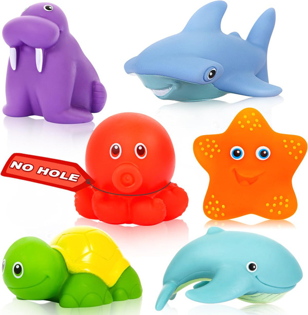 Mold Free Baby Bath Toys for Kids Ages 1-3,No Hole Ocean Animal Bathtu