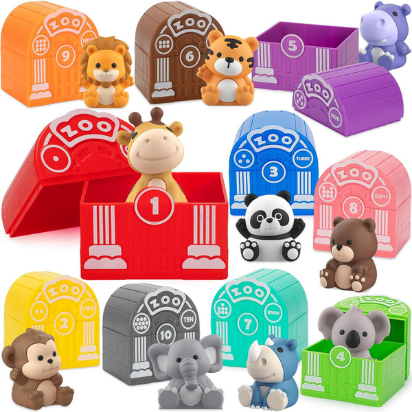 Learning Toys for 1,2,3 Year Old, 20 Pcs Safari Animals Toy, Counting