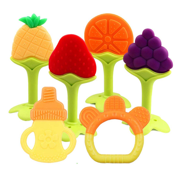 Baby Teething Toys 6 Packs BPA Free Silicone Baby Teethers, Freezer Sa