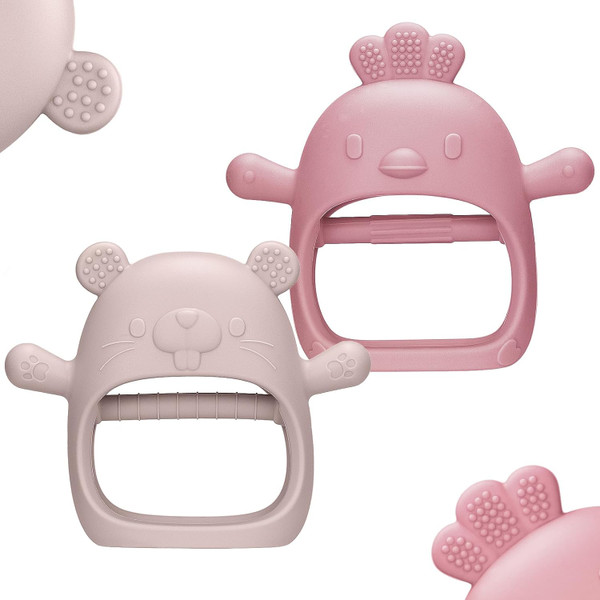 2 Packs Baby Teething Toys Silicone Teething Mittens for Infants 3 Mon