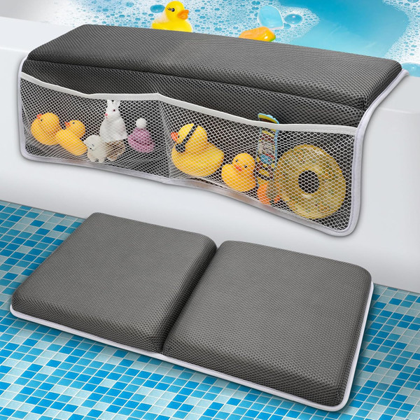 Baby Bath Kneeler and Elbow Rest Pad Set, Bathtub Mat with Memory Foam