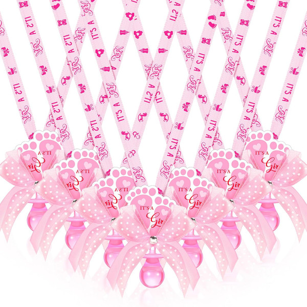 XunYee 36 Pcs Baby Shower Necklace Gender Reveal Pacifier Necklaces Cu