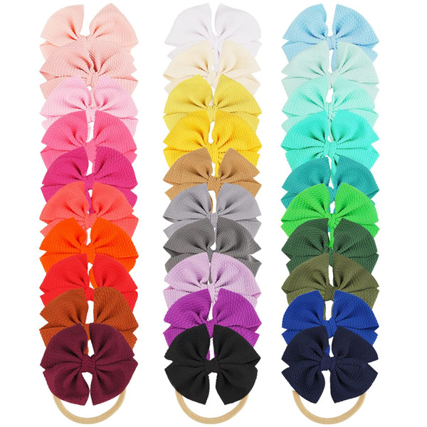 DED 30Pcs Hair Bows Nylon Headbands Super Stretchy Baby Hairbands Hair