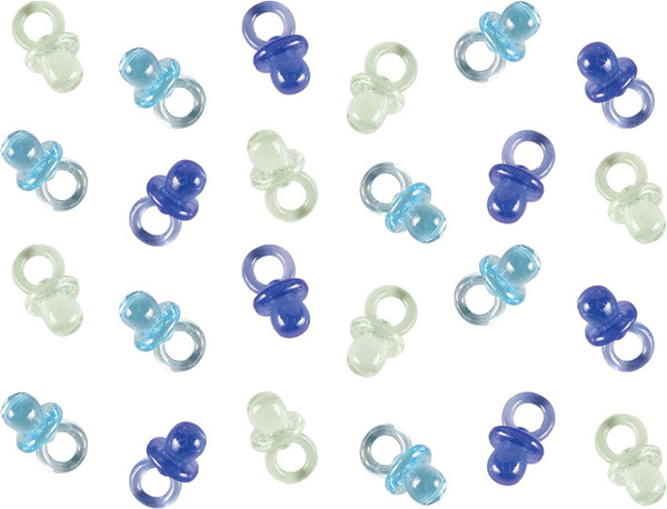 Mini Multi Blue Plastic Pacifier Favors - 1" x .5" (24 Pc) - Perfect f
