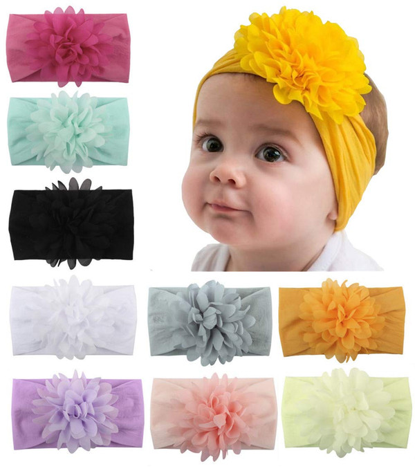Toptim Baby Head Wrap Chiffon Flowers Newborn Infant Soft Nylon Headba
