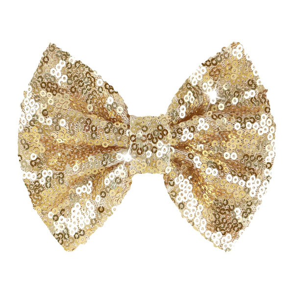 5 inch Glitter Sequin Gold Hair Bows and Clips for Baby Toddler Girls
