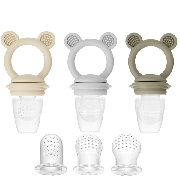 PandaEar 3 Pack Baby Fruit & Food Feeder Pacifier, Silicone Feeder Pac