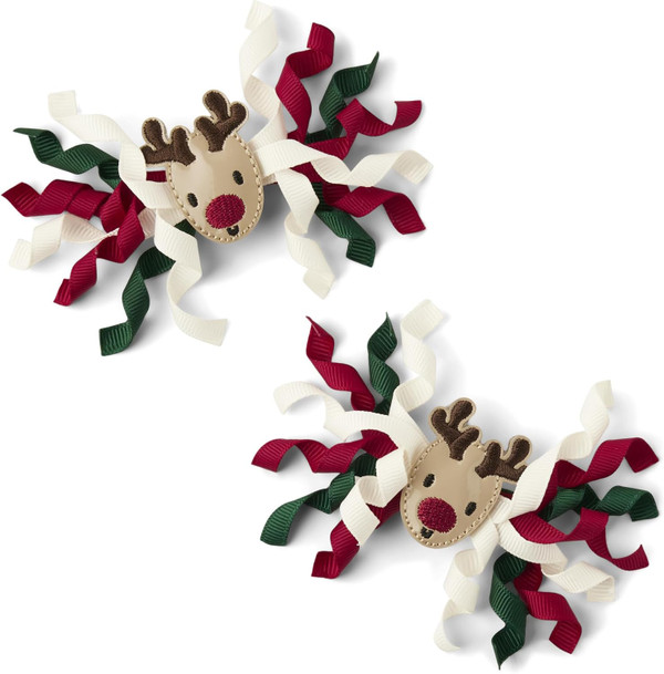 Gymboree,Toddler and Baby Snap Clip 2-Pack Hair Accessories,Reindeers,