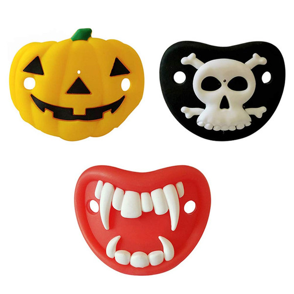 TOYANDONA 3pcs Baby Pacifiers Halloween Elements Design Pumpkin Skelet