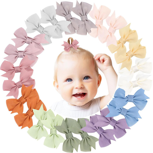 24PCS 2inch Hair Clips, Oaoleer Girls' Fully Lined Tiny Bows Alligator