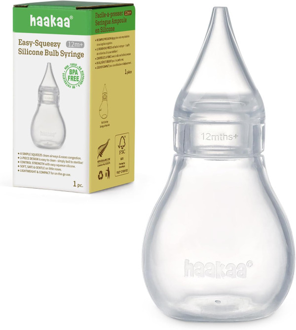 Haakaa Silicone Baby Nasal Aspirator | Nose Bulb Syringe | Easy-Squeez