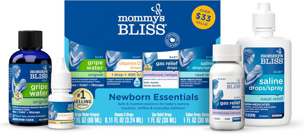 Newborn Essentials Gift Set, Includes Gripe Water, Baby Vitamin D/Gas